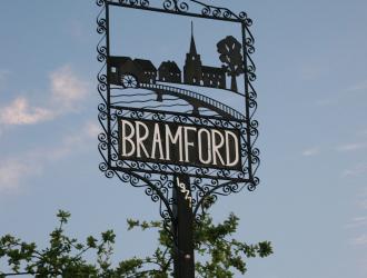 Decorative village sign for Bramford