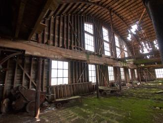 Interior of listed wooden warehouse on Old Fison's site